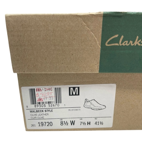Clarks “Walbeck” Olive Leather Slip On Loafers Men’s Size 8.5W Wide main image 13